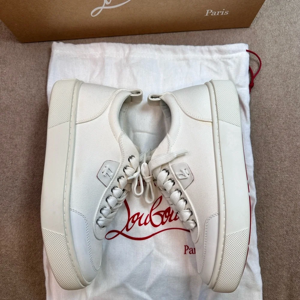 Christian Louboutin Ivory Sneakers with Red Accents